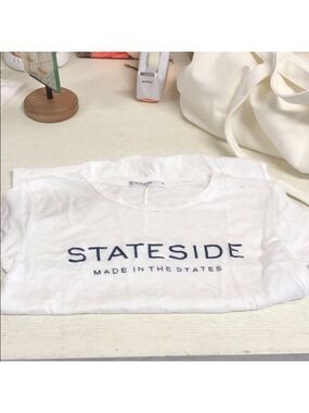 New Stateside SOFT Slub knit distressed logo tee